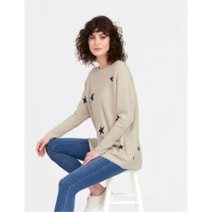 Joules Knitwear Kellie Navy Star Oversized Lambswool Sweater Size 14